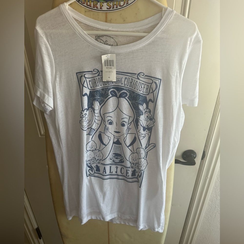 Disney Alice Tee in White with Navy Graphic
